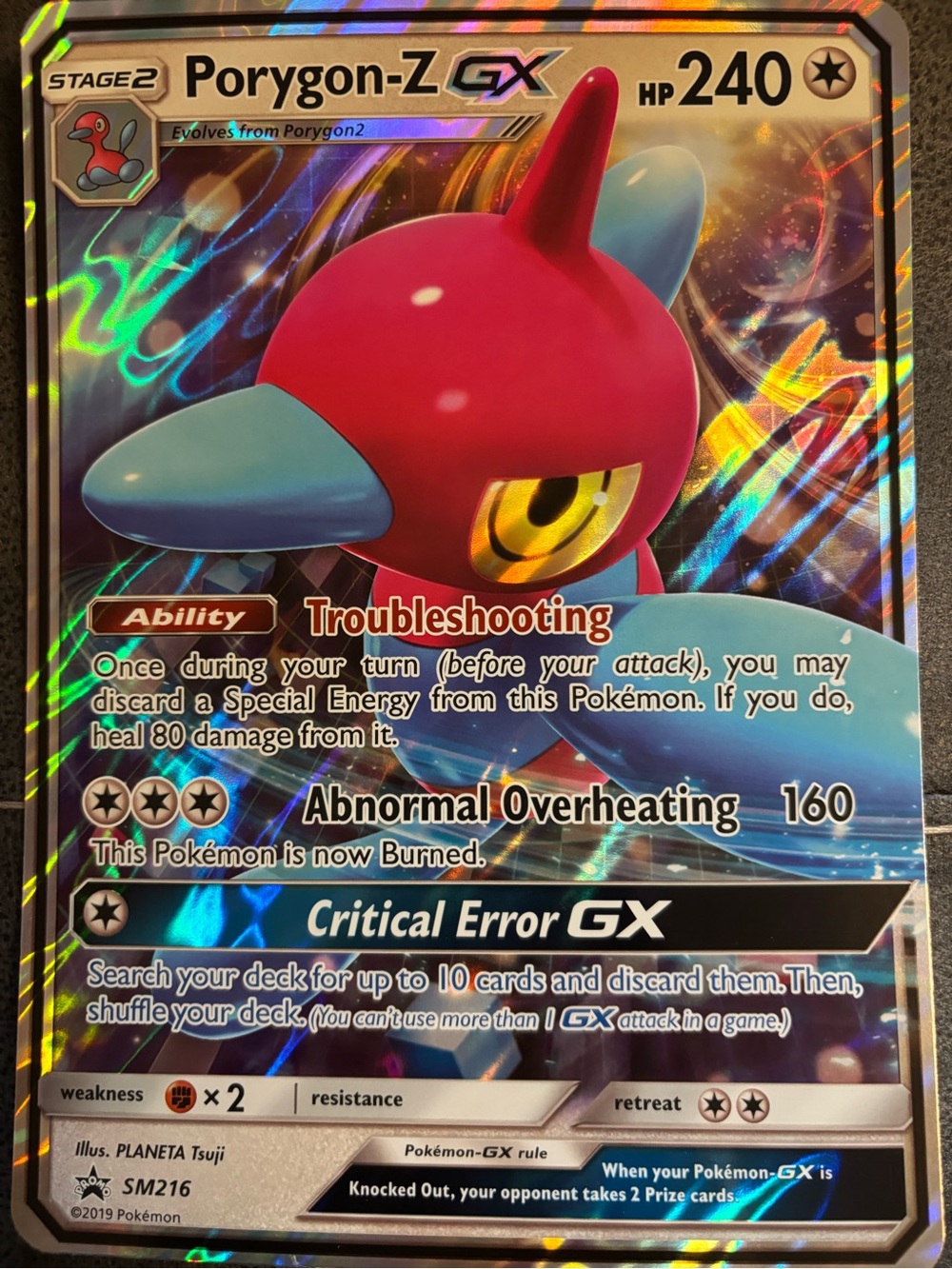 Pokemon Porygon-Z GX Holo Card - Pink, Blue, Yellow
